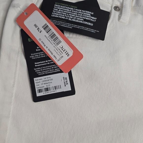 Silver Jeans White 32/27 Suki Straight Leg Brand new with tag but one small spot - Picture 4 of 5